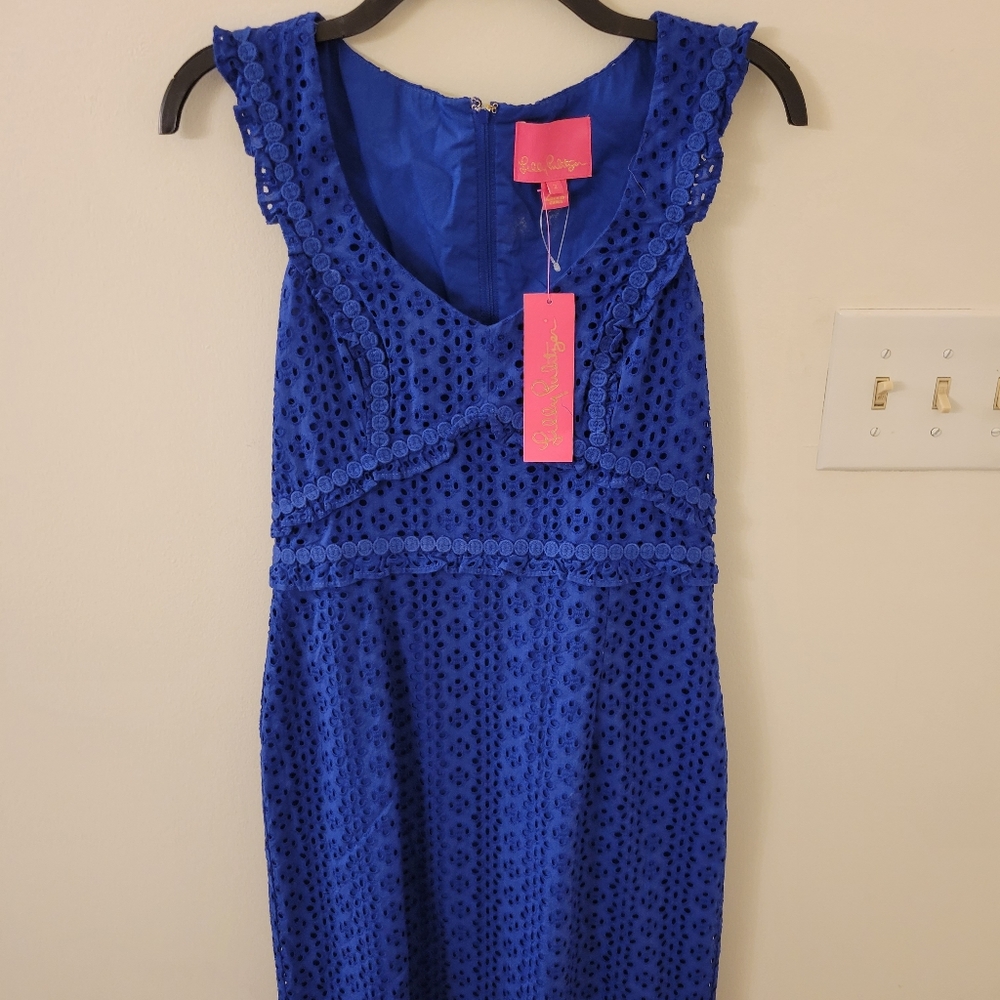 Lilly Pulitzer Blue Eyelet Kaylee Shift dress NEW